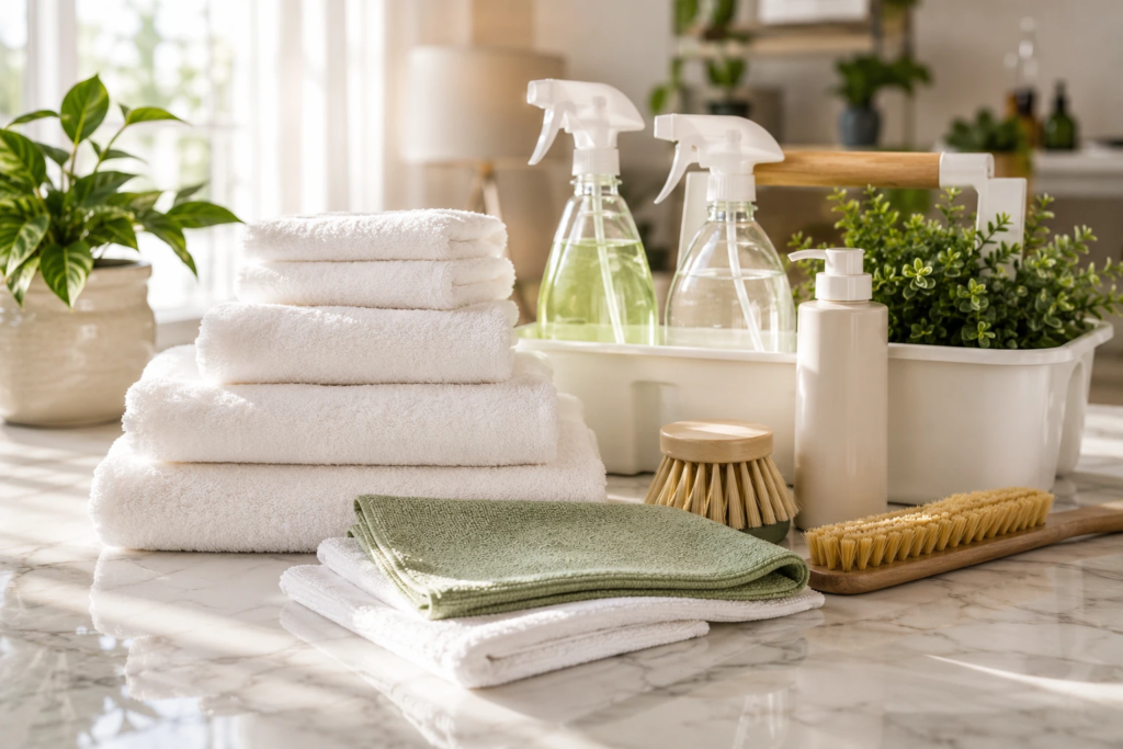 Cleaning supplies ready for a regular visit - Professional Cleaning Service in Jacksonville, Florida, United States, FL by Jaymak Enterprise L.L.C